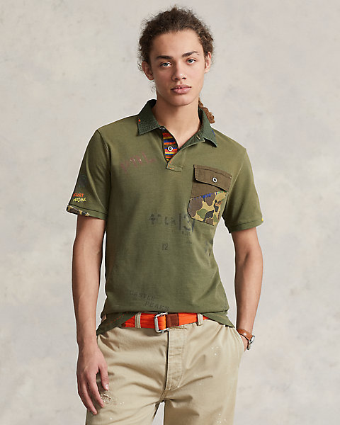 Classic Fit Mesh Graphic Polo Shirt