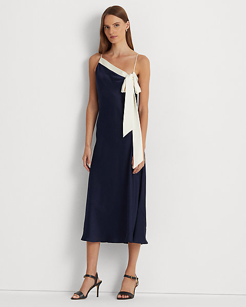 Two-Tone Charmeuse Cocktail Dress