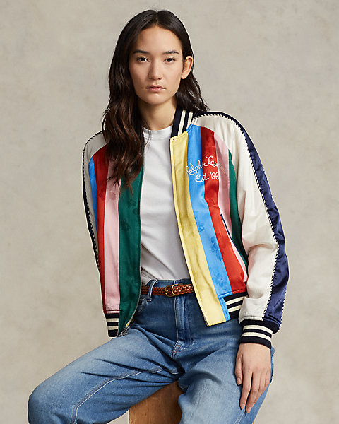 Striped Sateen Bomber Jacket
