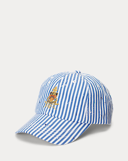 Crest Striped Poplin Ball Cap