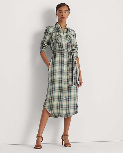 Plaid Twill Shirtdress