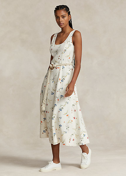 Floral Linen Sleeveless Dress