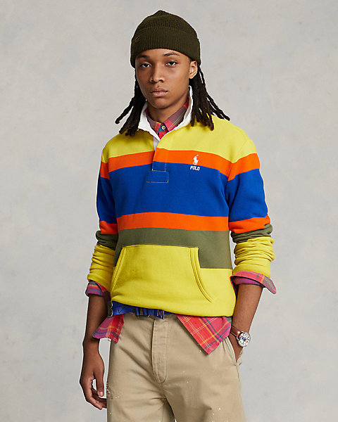 Striped Fleece Rugby Sweatshirt