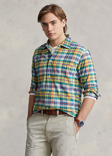 Classic Fit Indigo Madras Shirt