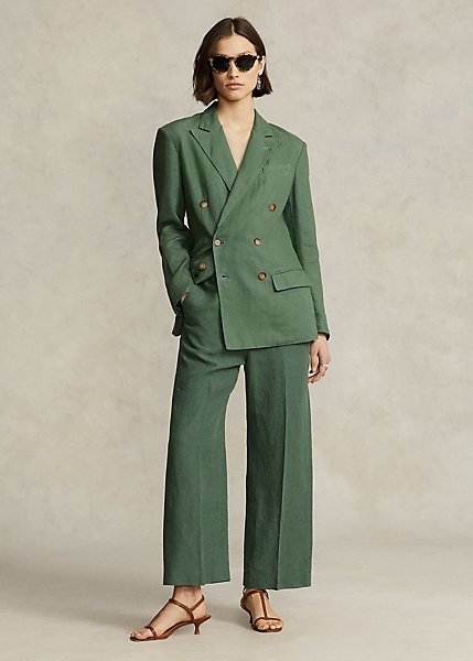 Linen Cropped Wide-Leg Pant