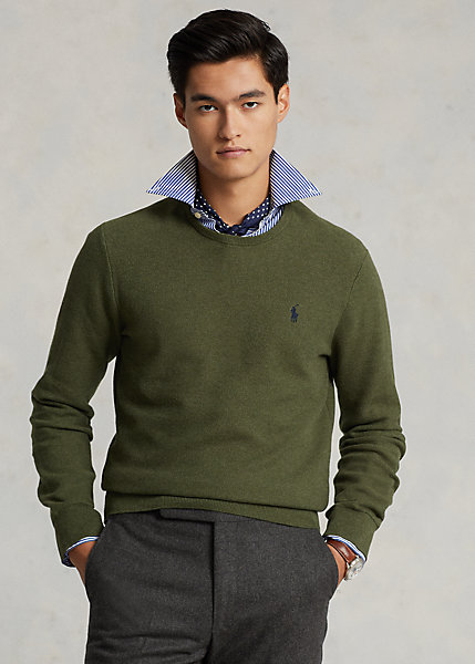 Mesh-Knit Cotton Crewneck Sweater