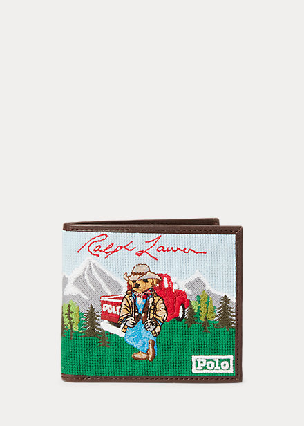 Polo Bear Western Needlepoint Wallet