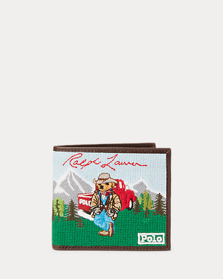 Polo Bear Western Needlepoint Wallet