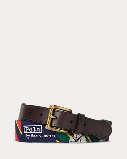 Polo Bear Striped Needlepoint Belt