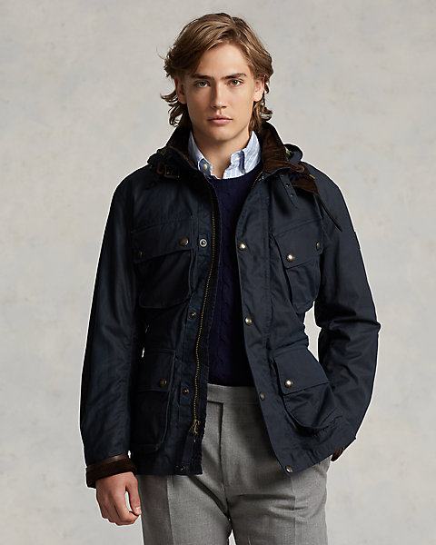 Oilcloth Hooded Biker Jacket