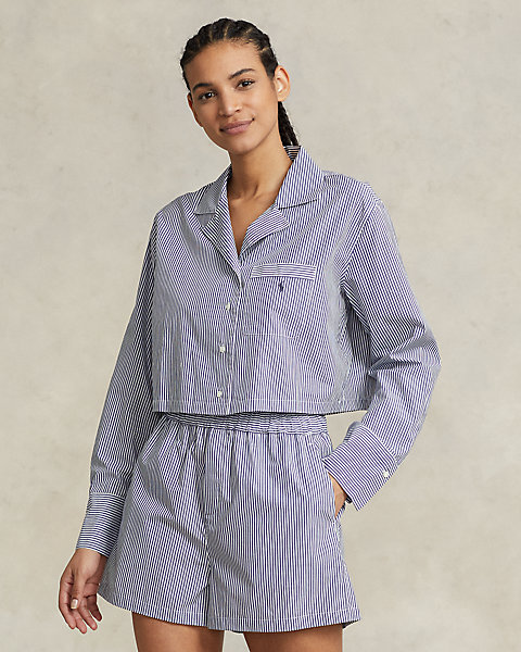 Crop Top & Boxer Poplin Pajama Set