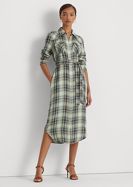 Plaid Twill Shirtdress