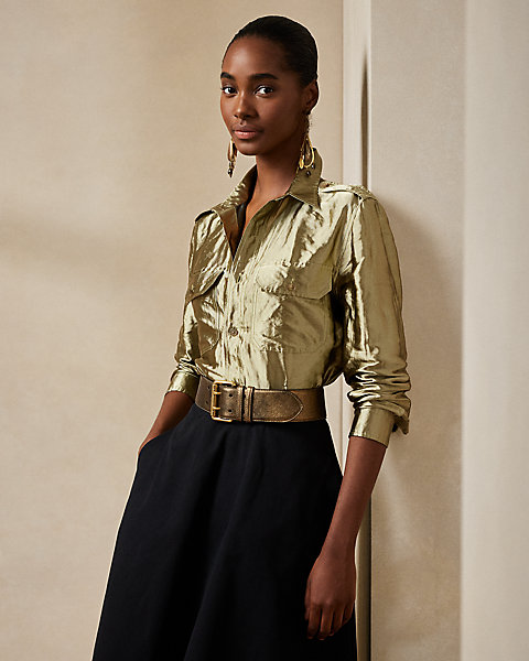 Metallic Organza Utility Shirt