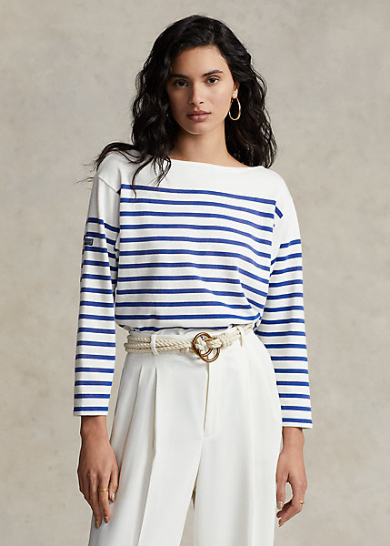Striped Boatneck Jersey Tee