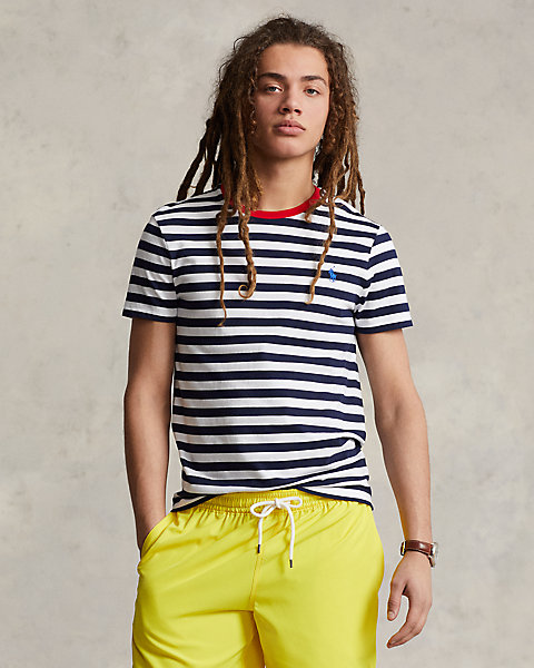 Custom Slim Fit Striped Jersey T-Shirt