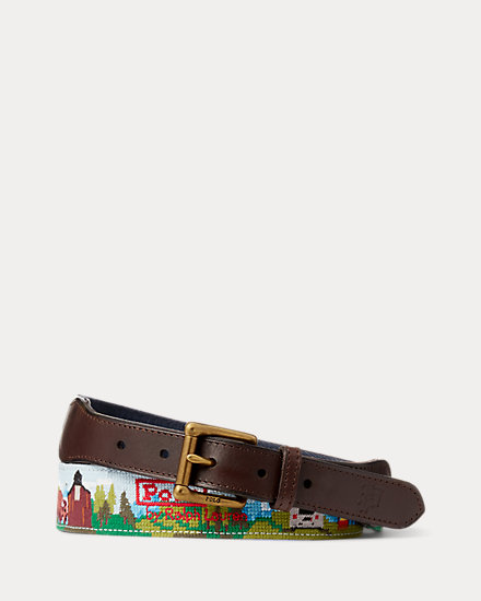 Polo Bear Western Needlepoint Belt