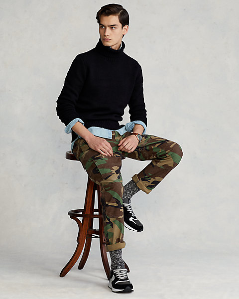 Slim Fit Camo Canvas Cargo Pant