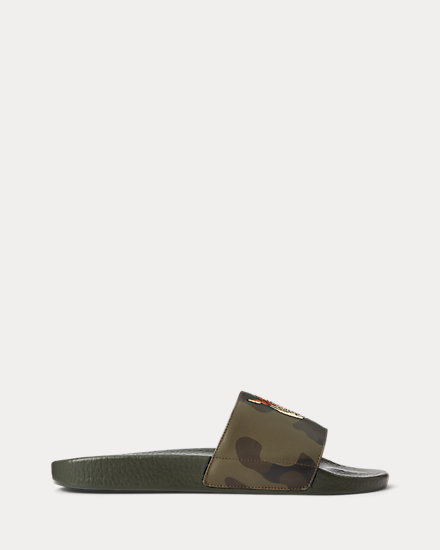 Tiger Camo Leather Slide