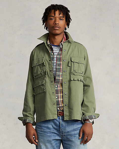 Classic Fit Herringbone Utility Shirt