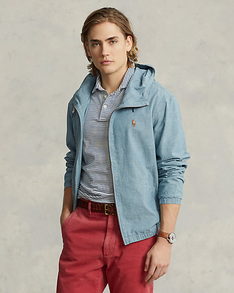 Indigo Chambray Hooded Jacket