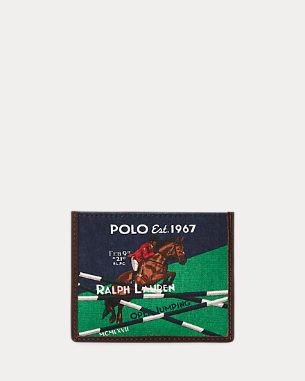 Equestrian Canvas & Leather Card Case
