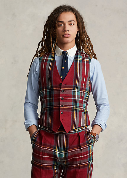 Plaid Linen Vest