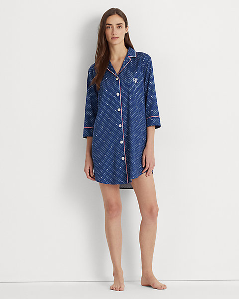 Polka-Dot Sateen Sleep Shirt