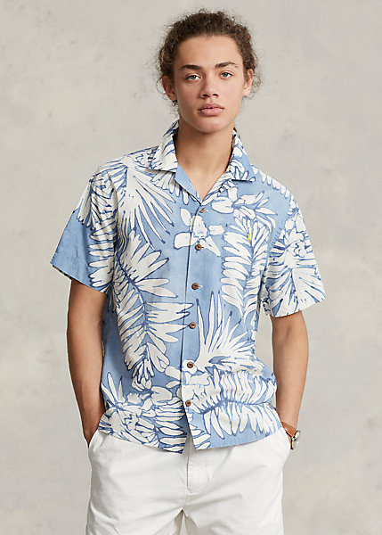 Classic Fit Palm Cotton-Linen Camp Shirt