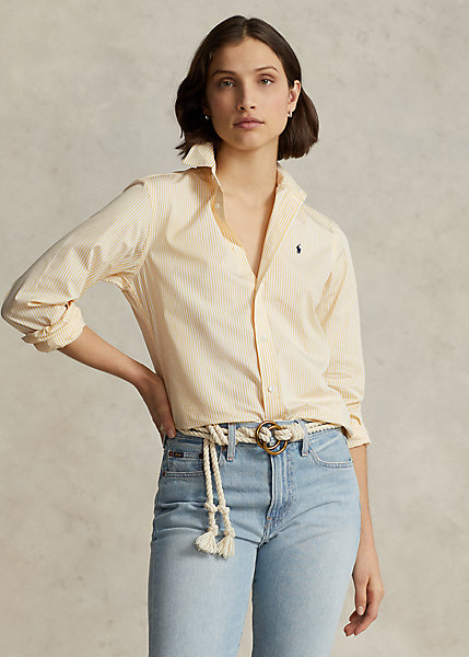 Straight Fit Striped Cotton Shirt