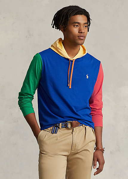 Color-Blocked Jersey Hooded T-Shirt