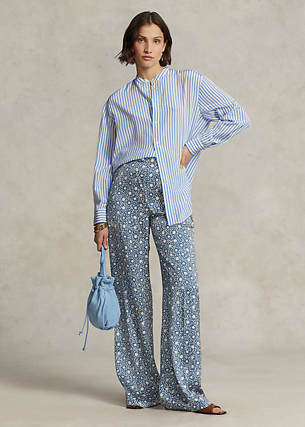 Starburst-Motif Satin Wide-Leg Pant