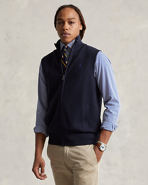 Cotton Full-Zip Sweater Vest