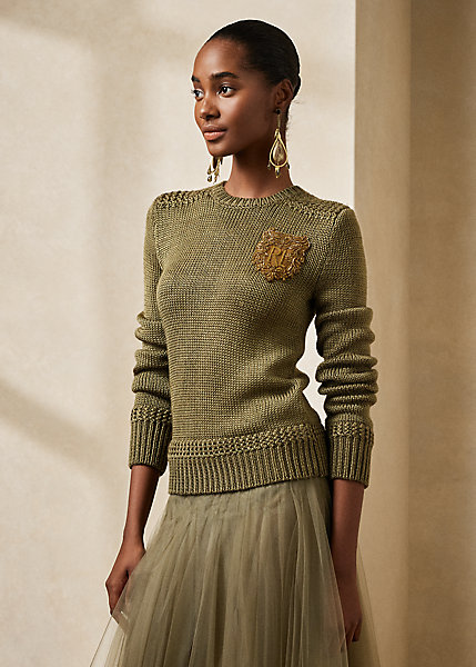 Embellished Silk-Blend Crewneck Sweater