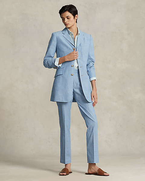 Chambray Kick-Flare Cropped Pant