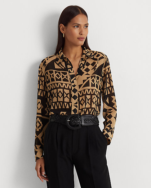 Geo-Print Georgette Shirt