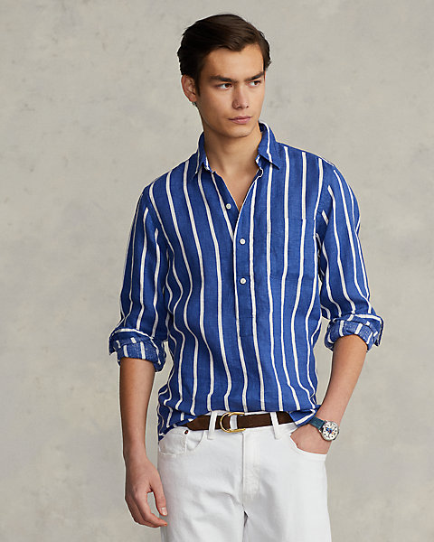 Custom Fit Striped Linen Shirt