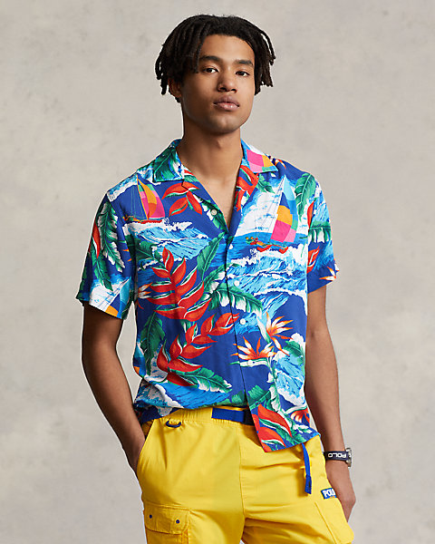 Classic Fit Hoffman Print Camp Shirt