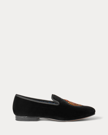 Paxton Crest Velvet Slipper