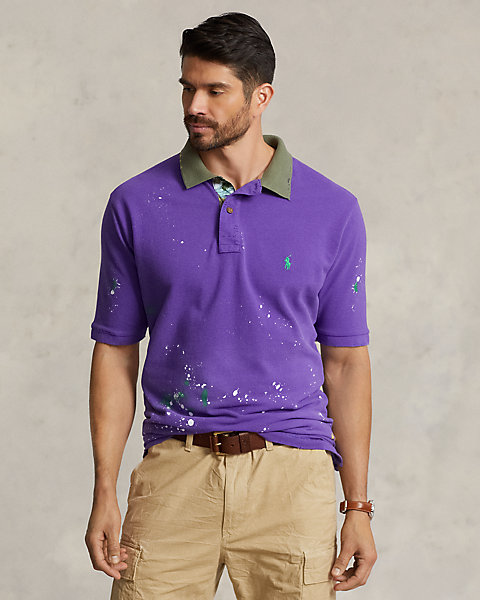 Distressed Mesh Polo Shirt