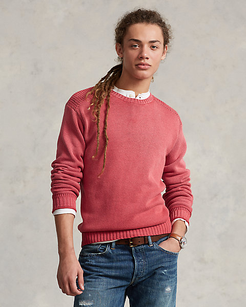 Garment-Dyed Cotton Crewneck Sweater