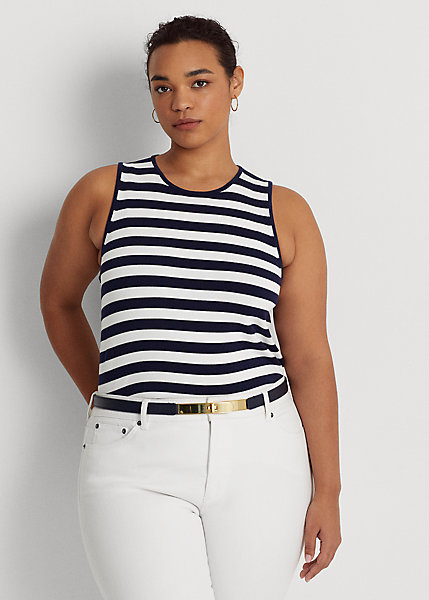 Striped Cotton-Blend Sleeveless Sweater