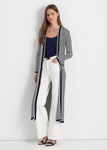 Striped Silk-Blend Long Cardigan