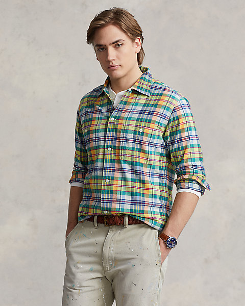 Classic Fit Indigo Madras Shirt