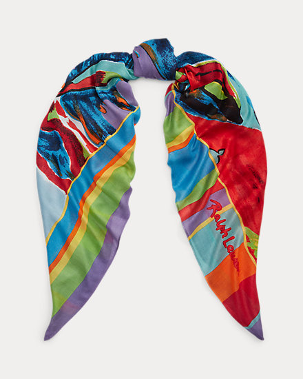 Sailboat-Motif Wool-Blend Scarf