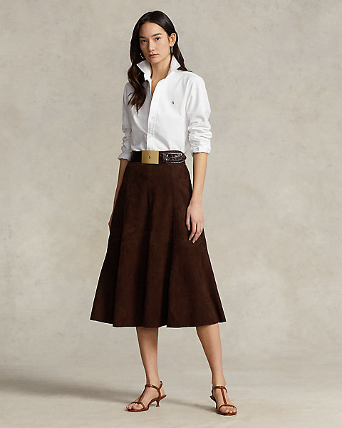 Lamb-Suede A-Line Skirt