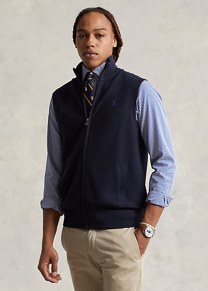 Cotton Full-Zip Sweater Vest