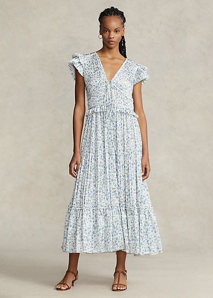 Pleated Satin Flutter-Sleeve Dress