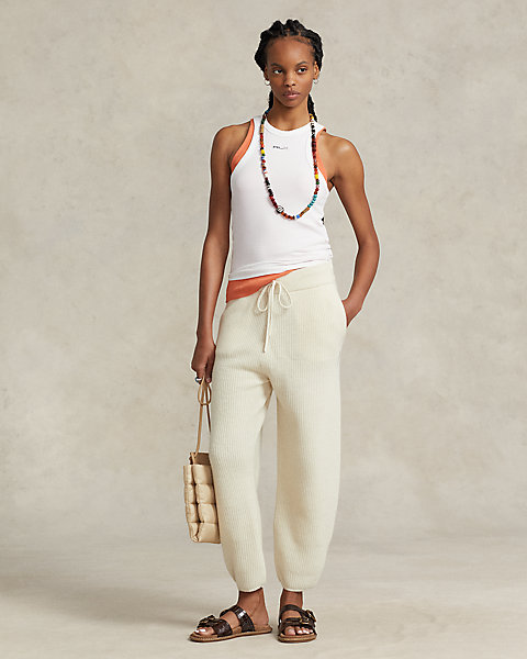 Rib-Knit Cashmere-Wool Sweater Pant