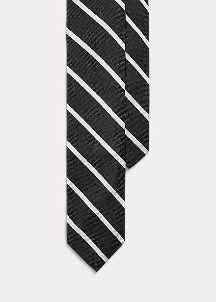 Striped Silk Repp Narrow Tie