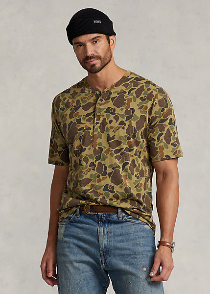 Camo Jersey Henley Shirt
